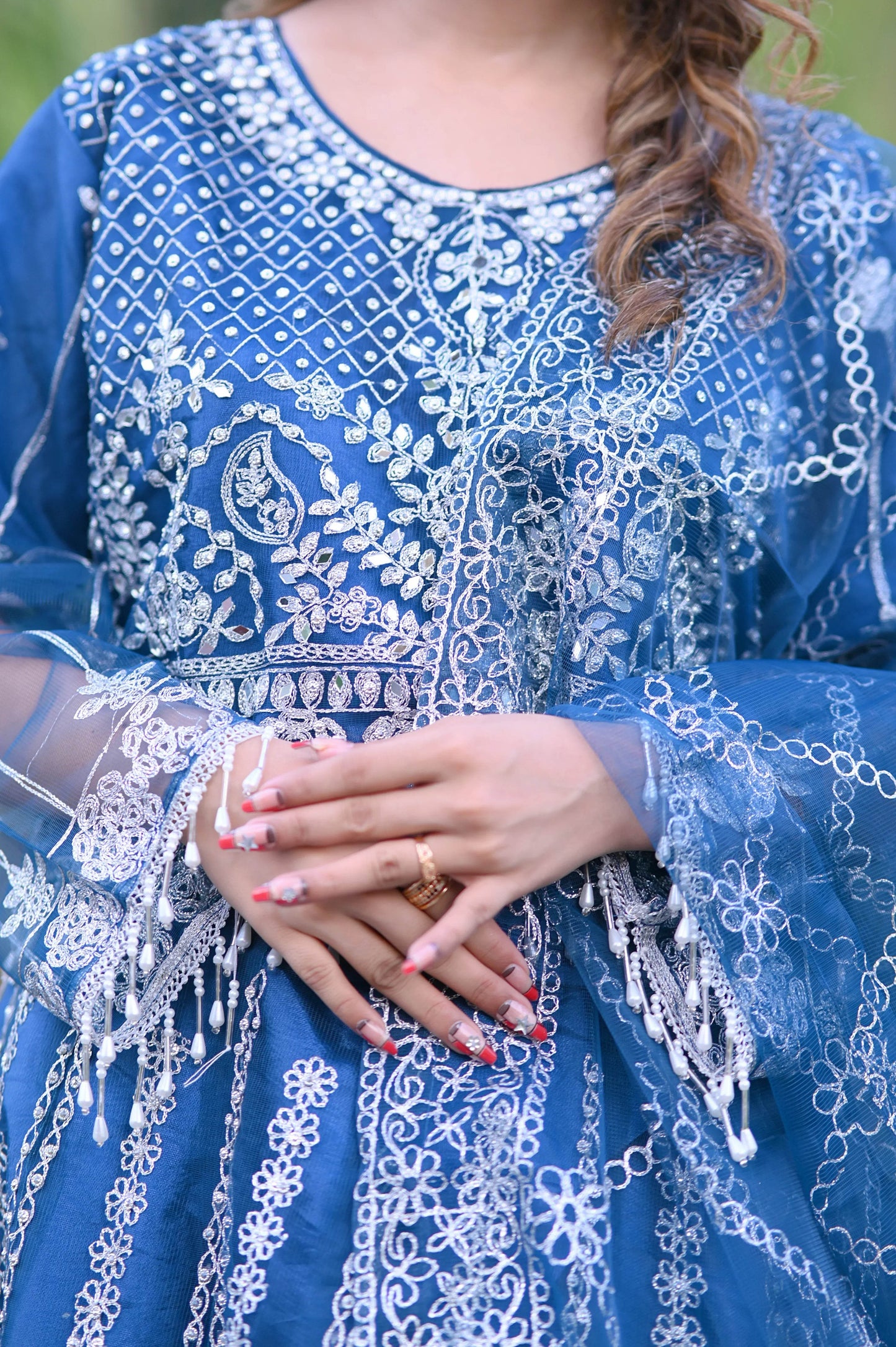 Sapphire Frost 3-Piece Stitched Suit - Layaal