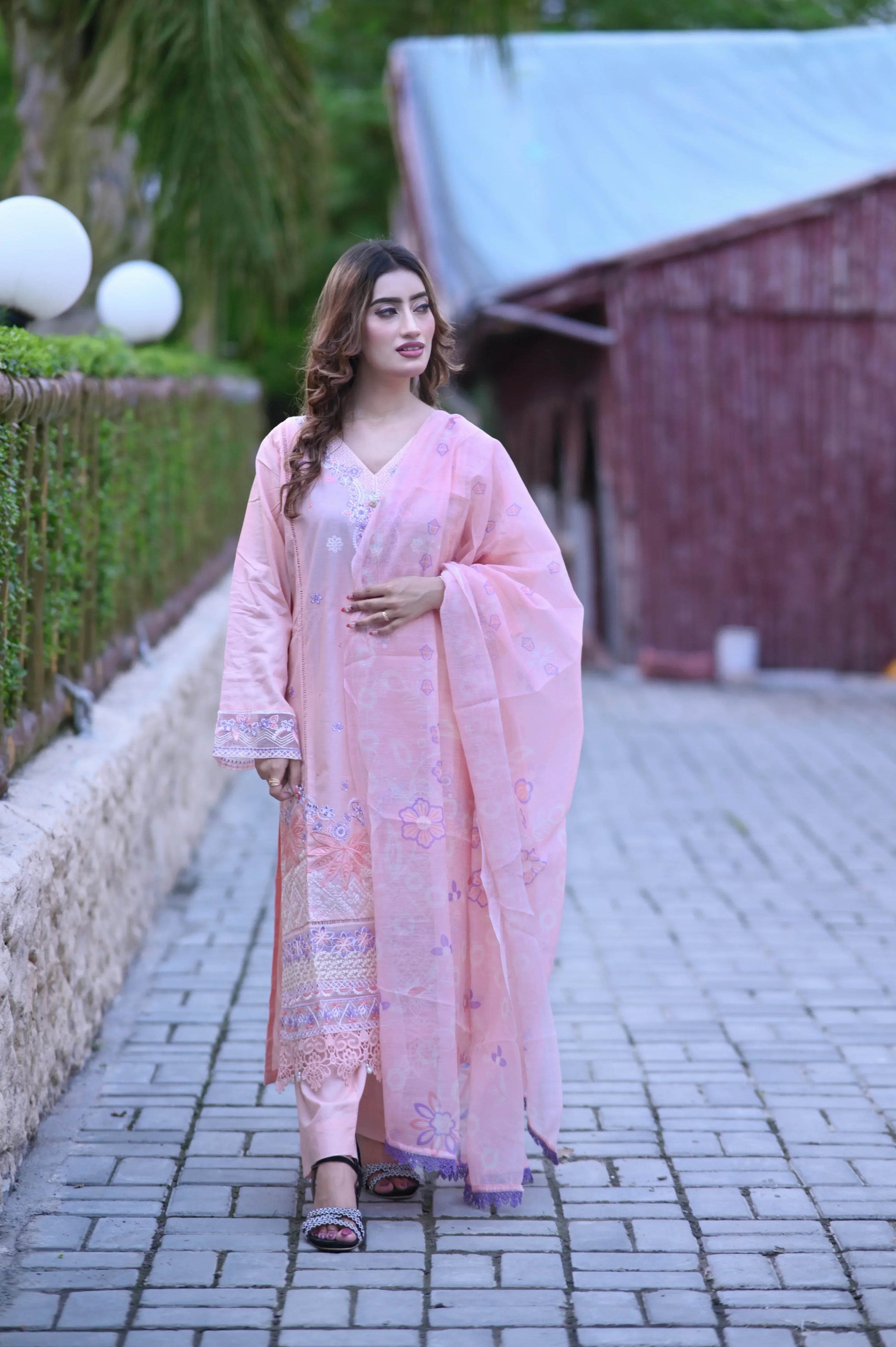 Peach Petal 3-Piece Stitched Suit - Layaal