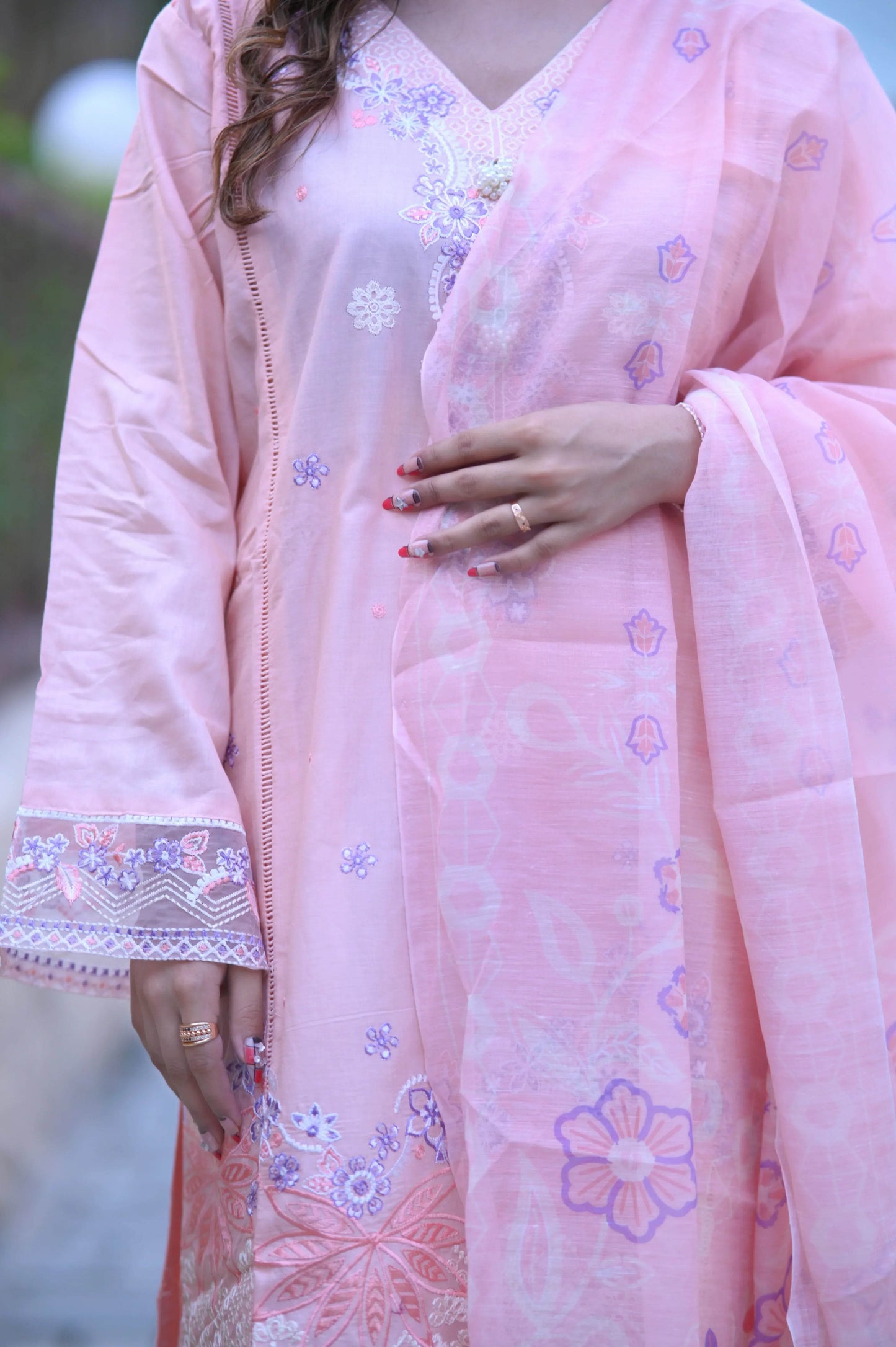 Peach Petal 3-Piece Stitched Suit - Layaal