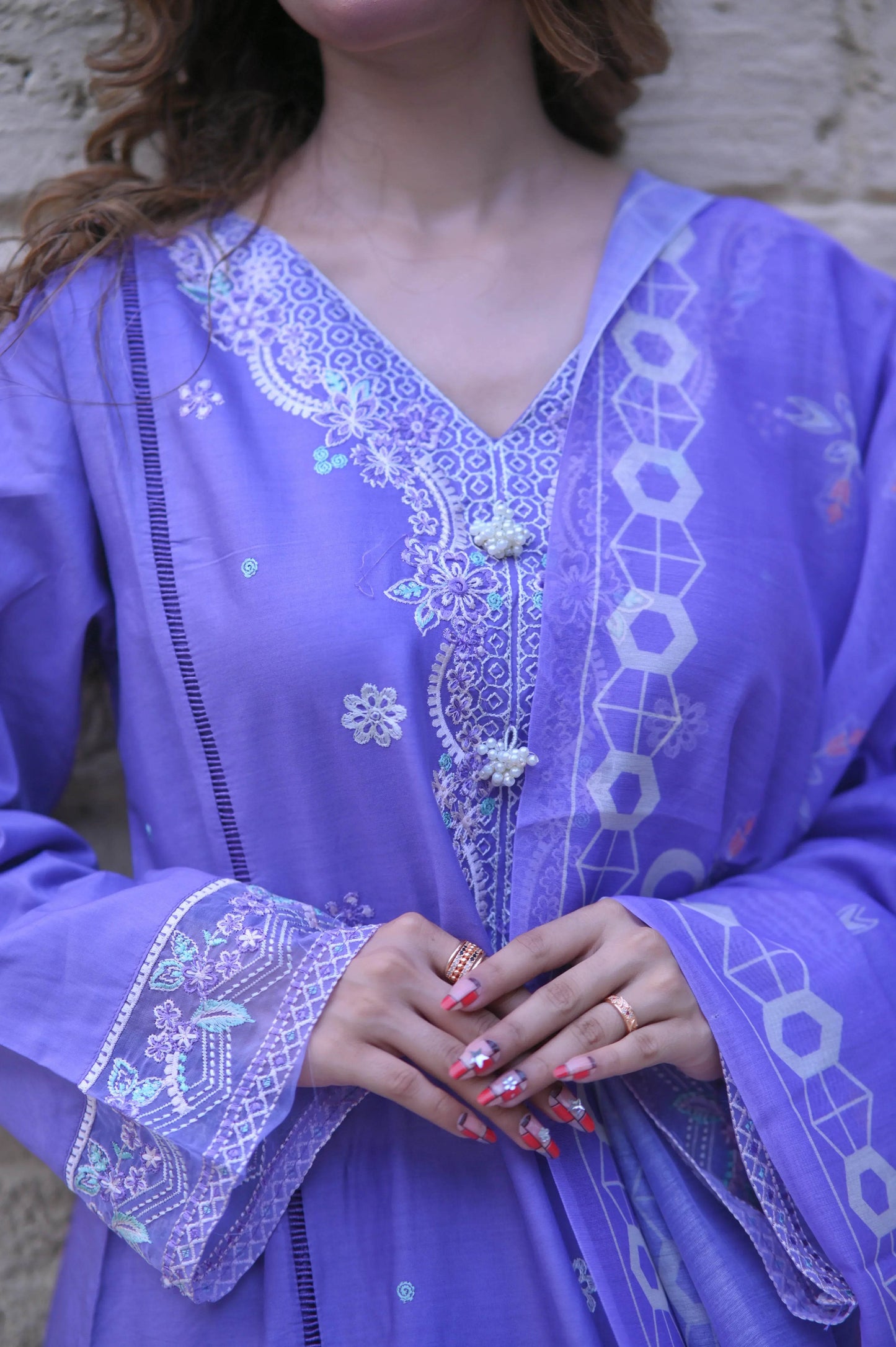 Lilac Charm 3-Piece Stitched Suit - Layaal