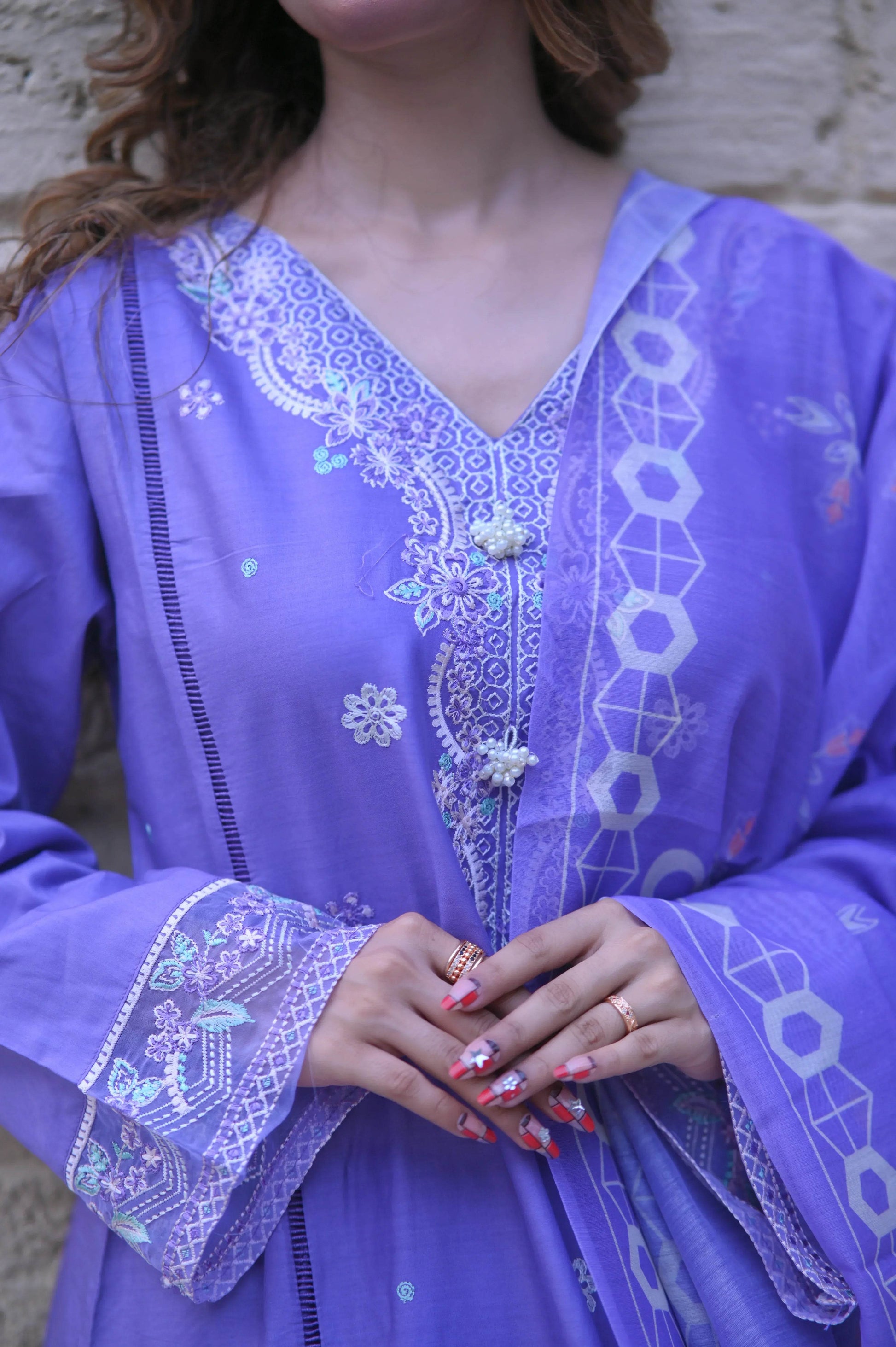 Lilac Charm 3-Piece Stitched Suit - Layaal
