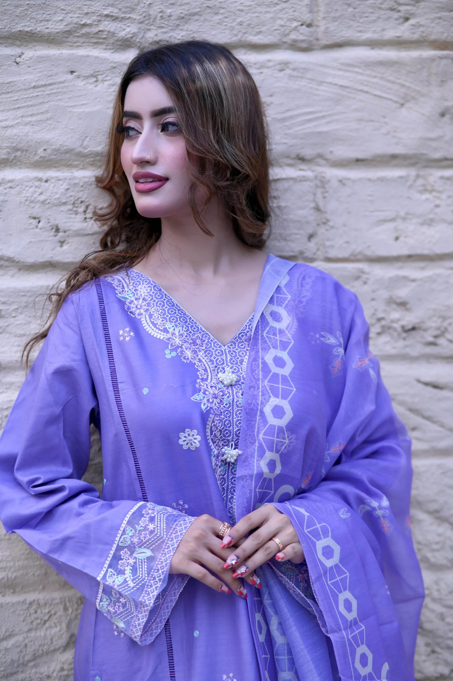 Lilac Charm 3-Piece Stitched Suit - Layaal