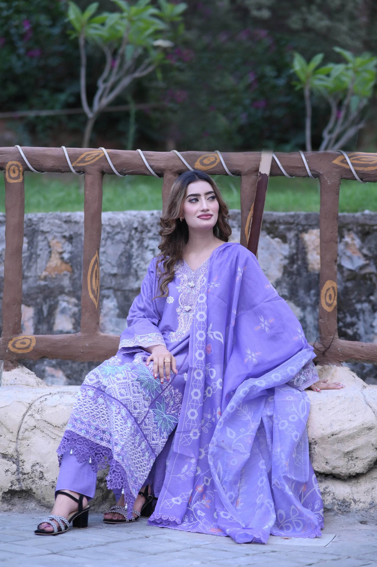 Lilac Charm 3-Piece Stitched Suit - Layaal