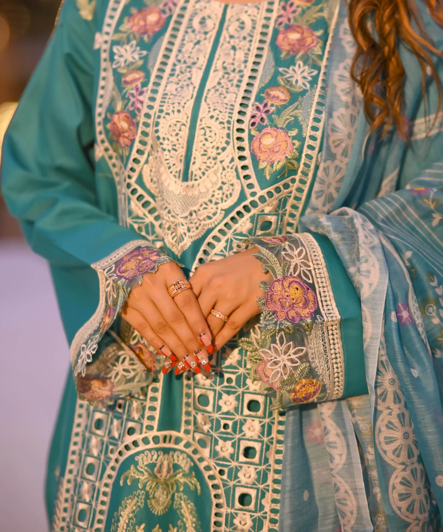 Teal Majesty 3-Piece Stitched Suit - Layaal