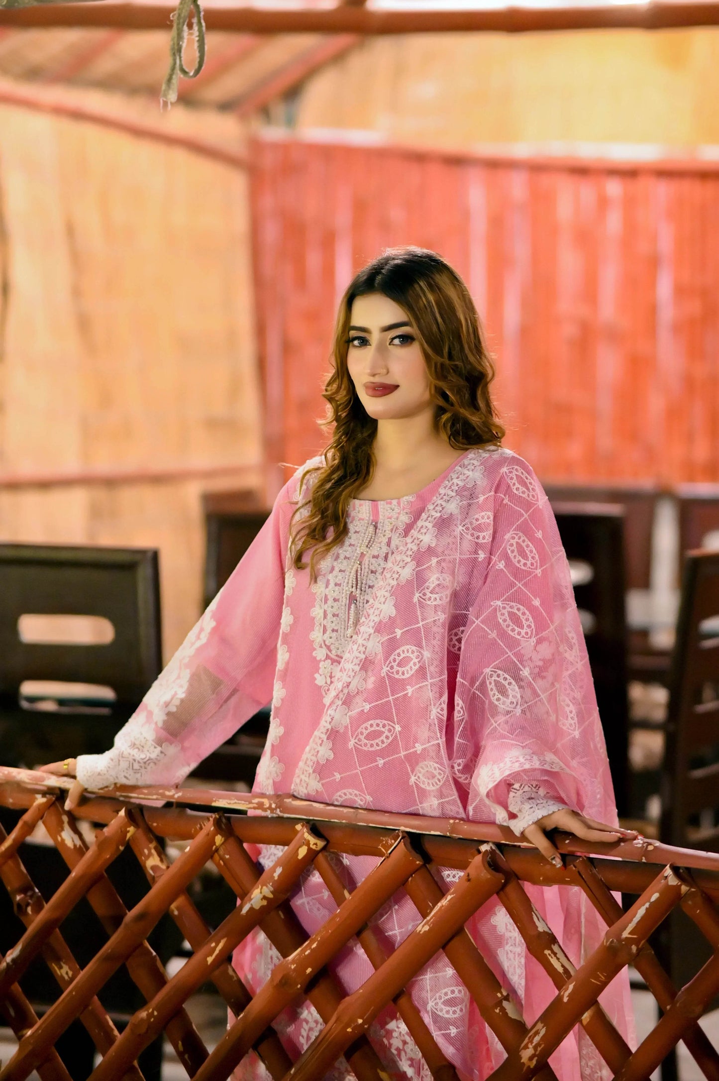 Rosy Elegance 3-Piece Stitched Suit - Layaal