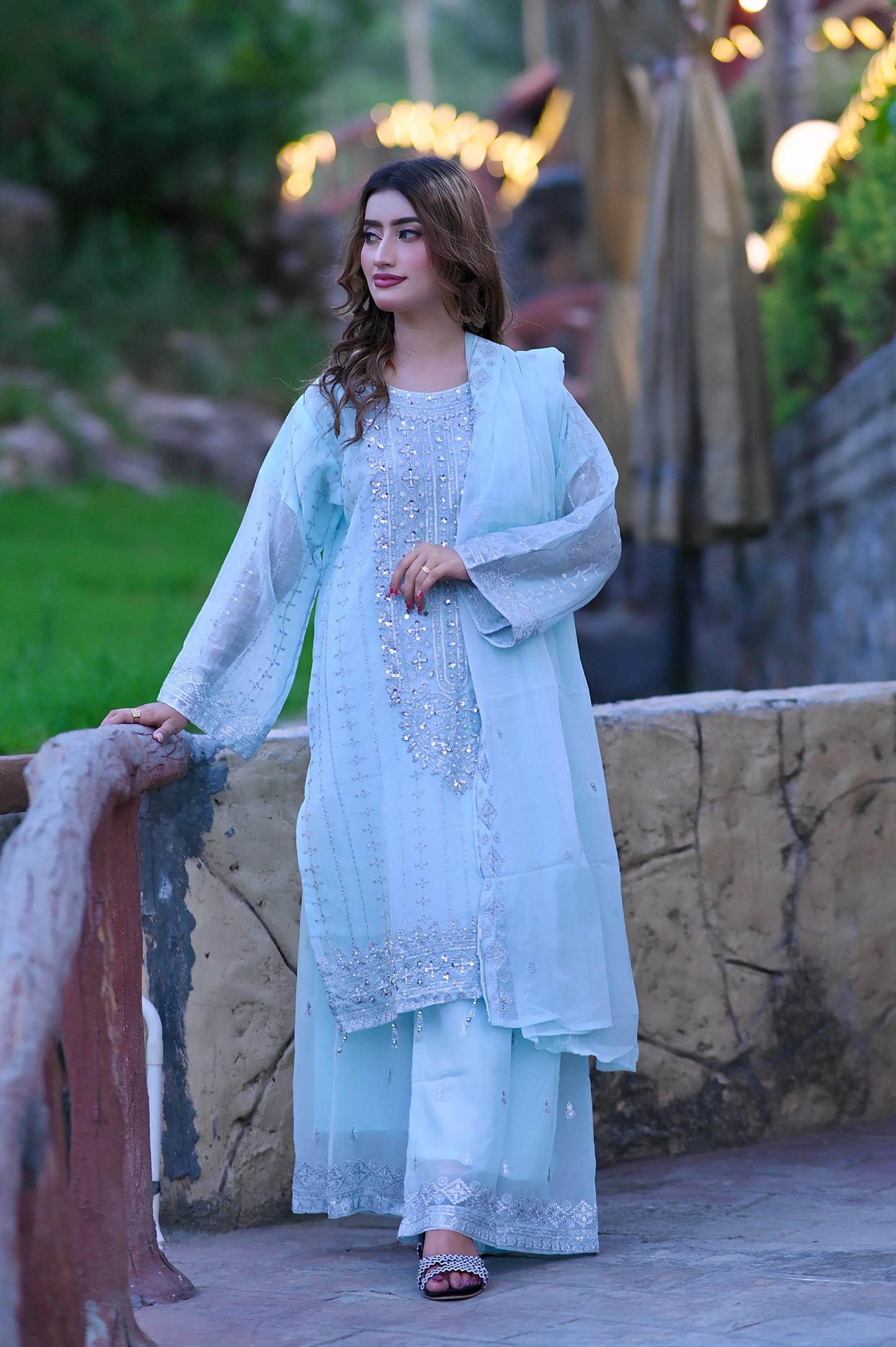 Ice Crystal 3-Piece Stitched Suit - Layaal