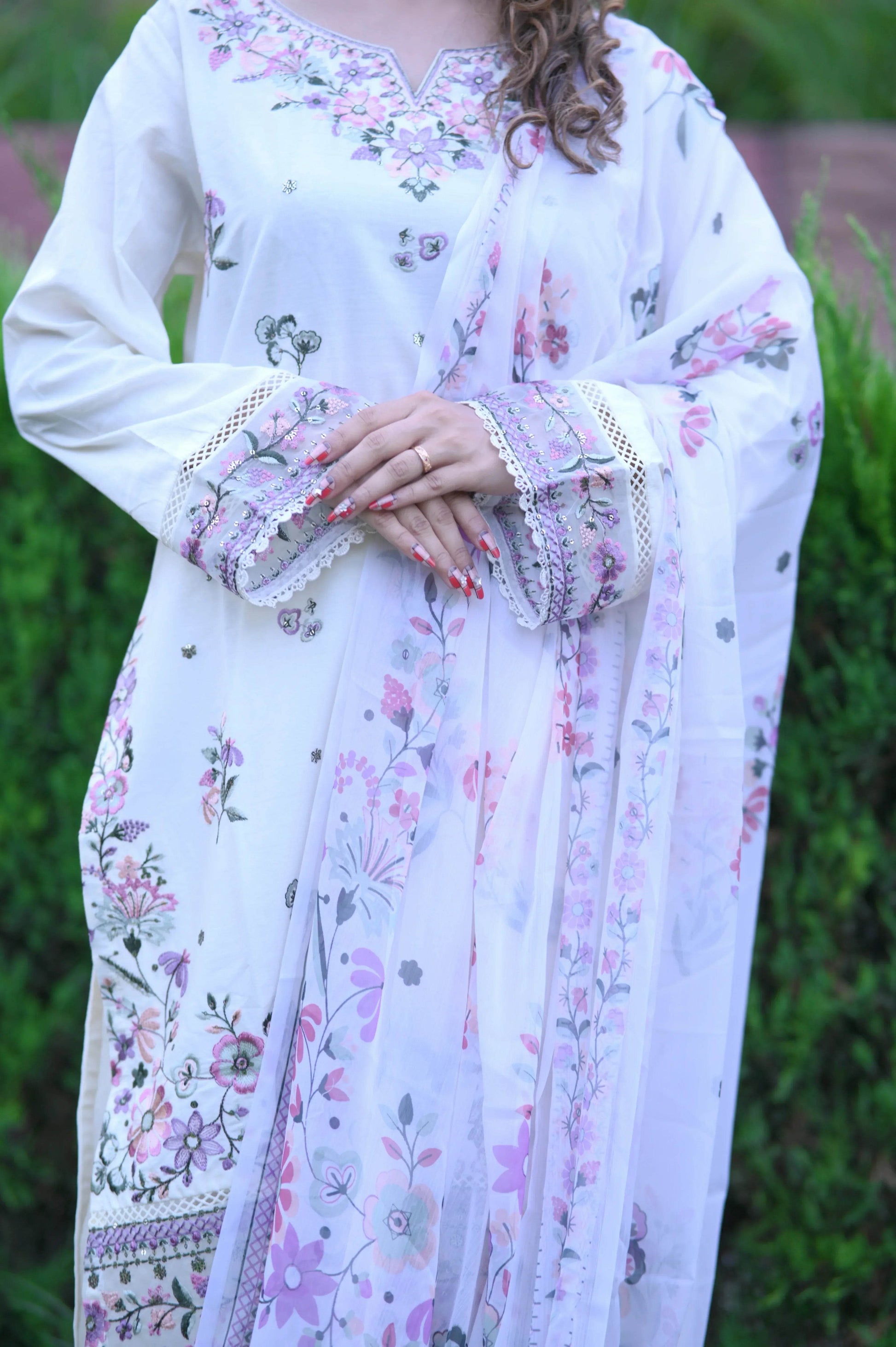 Blush Breeze 3-Piece Stitched Suit - Layaal