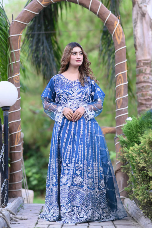 Sapphire Frost 3-Piece Stitched Suit - Layaal