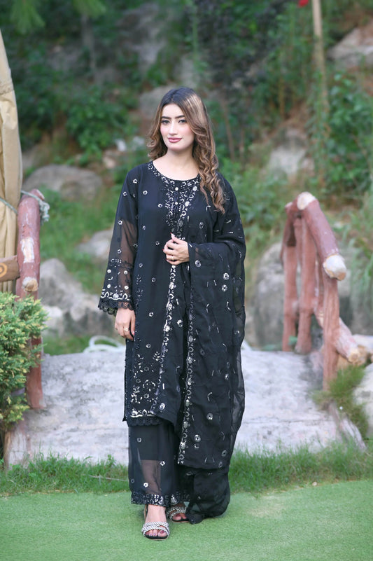 Midnight Spark 3-Piece Stitched Suit - Layaal