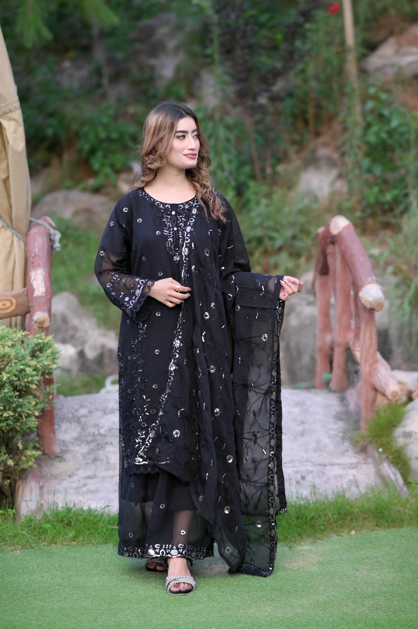 Midnight Spark 3-Piece Stitched Suit - Layaal