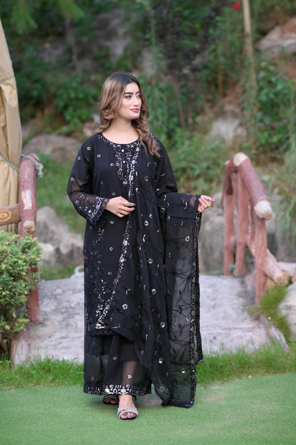 Midnight Spark 3-Piece Stitched Suit - Layaal