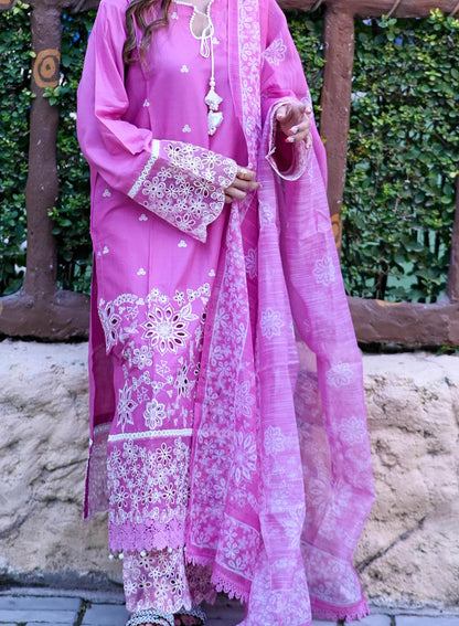 Rose Radiance 3-Piece Stitched Suit - Layaal