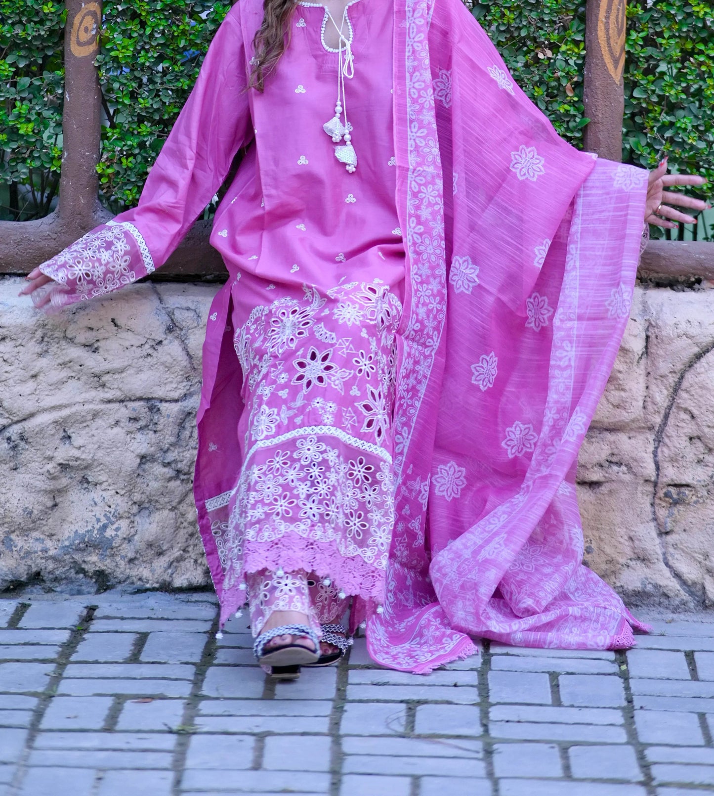 Rose Radiance 3-Piece Stitched Suit - Layaal