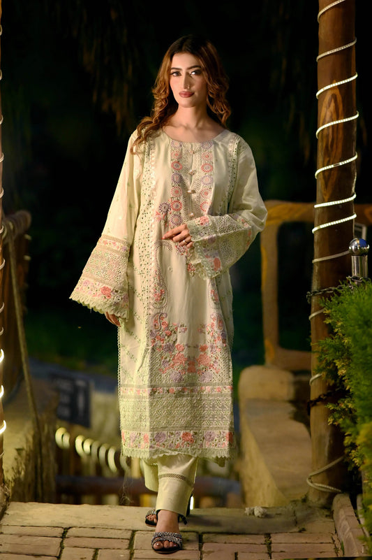 Pearl Garden 3-Piece Stitched Suit - Layaal